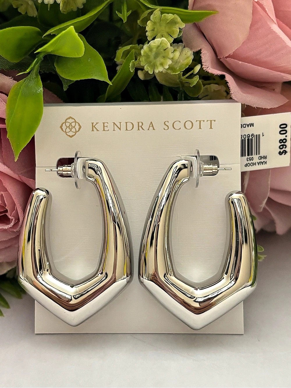 NWT Kendra Scott Kaia silver Statement Hoop Earrings